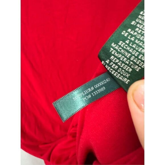 Lauren Ralph Lauren Women Red Twist Front V-Neck Matte Jersey Sheath Dress Large - Picture 5 of 10